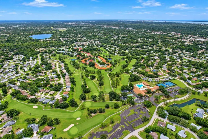Aerial view of the lush golf course(s)
