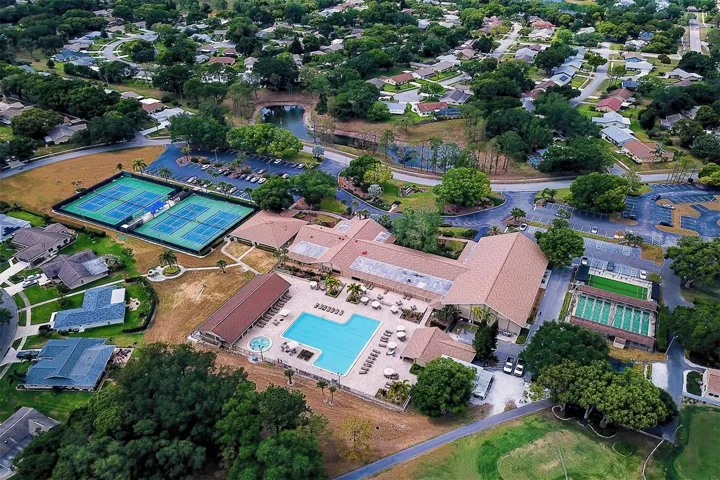 Rear view of the clubhouse and recreational faclities