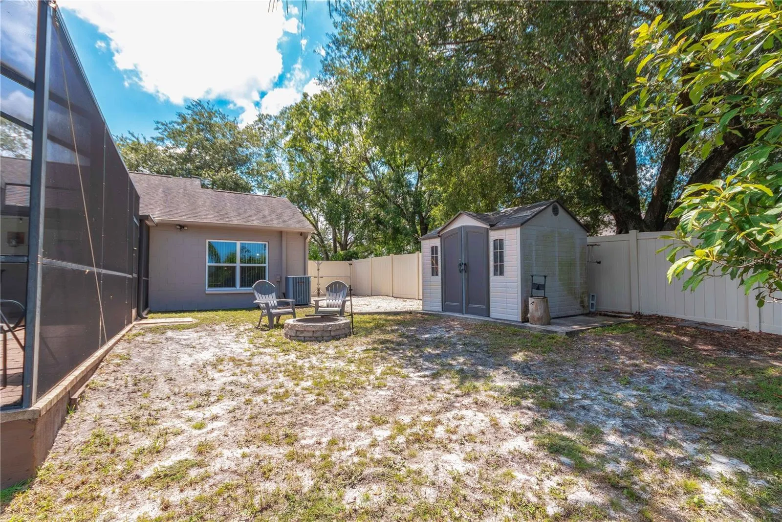 spacious yard with storage