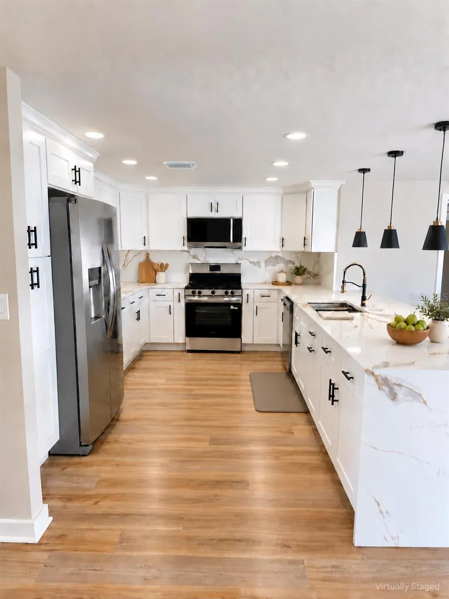 Huge kitchen virtually staged
