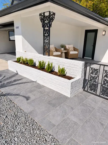 Front patio virtually staged
