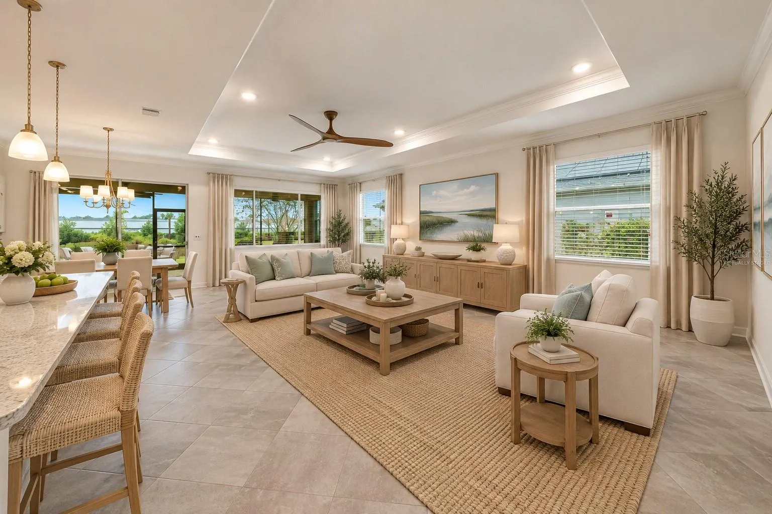 Virtually staged living room
