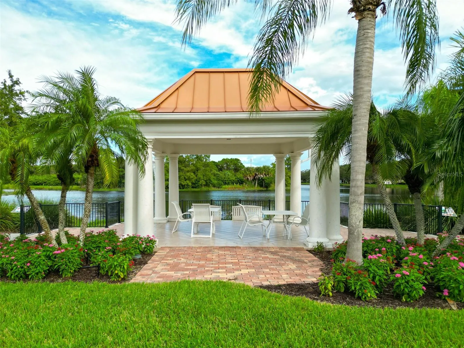 Gazebo with a lake view.