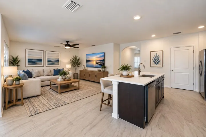 Virtually staged living room