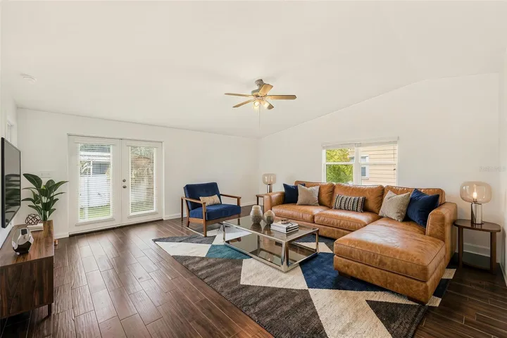 Living Room with Vaulted Ceilings