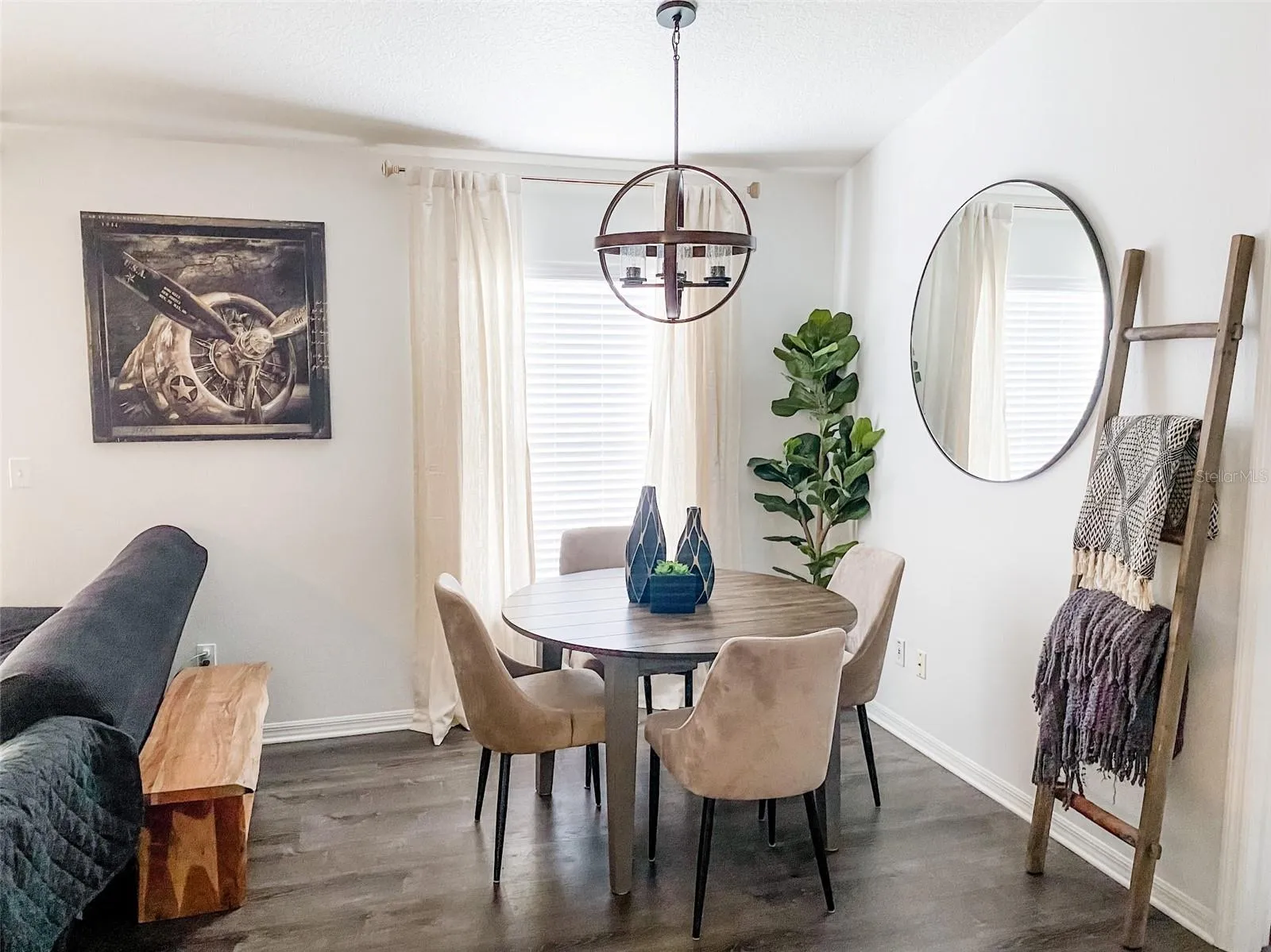 Real Dining Set and Couch in Living Dining Combo