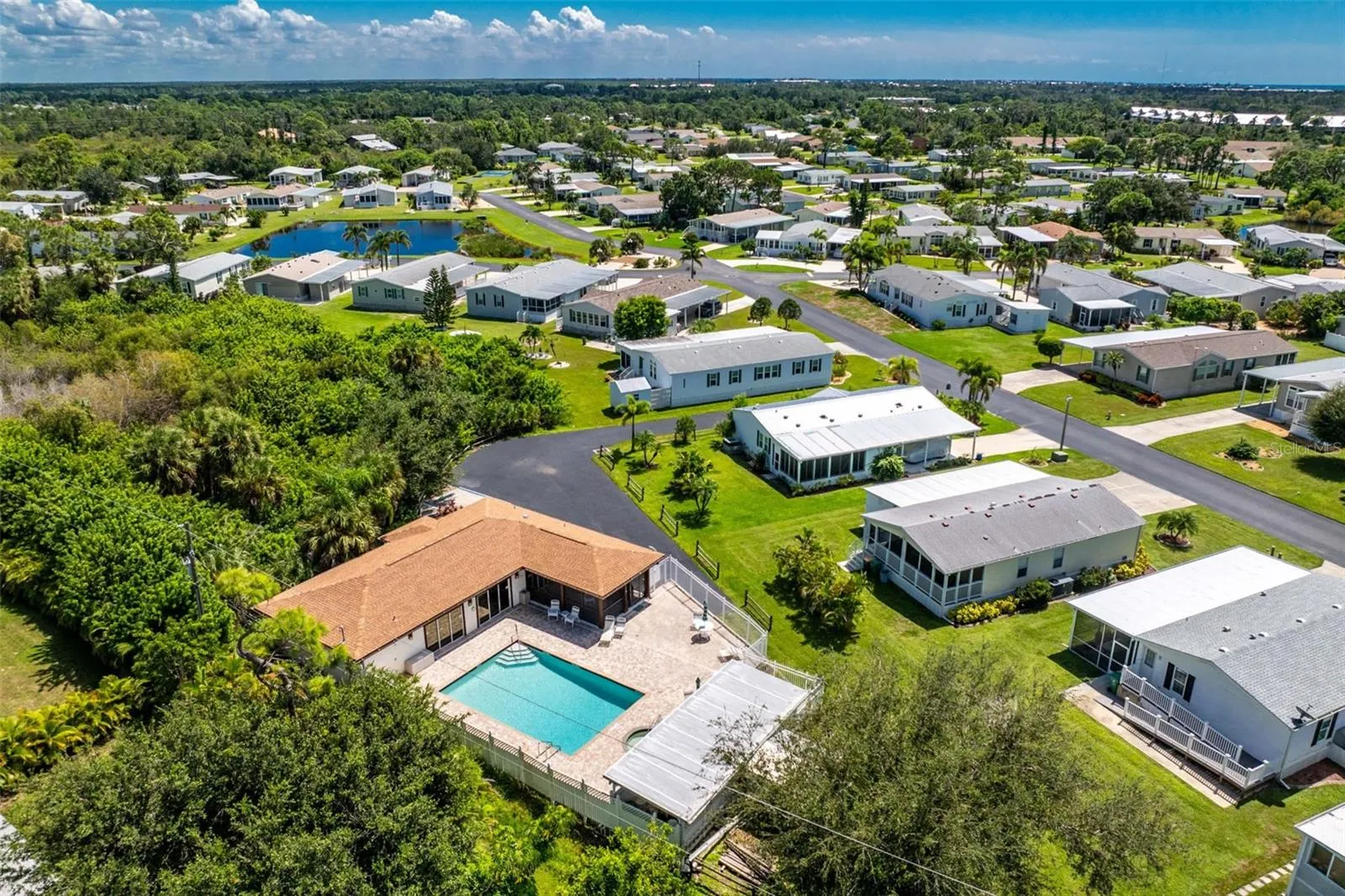 Aerial - clubhouse and swimming pool