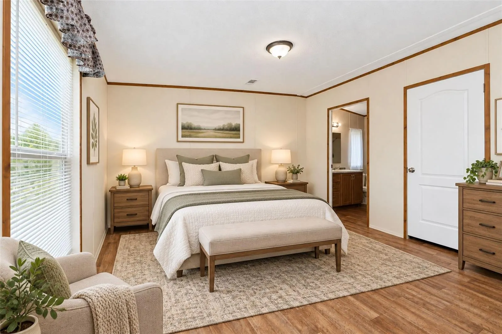 Virtually staged Primary Bedroom