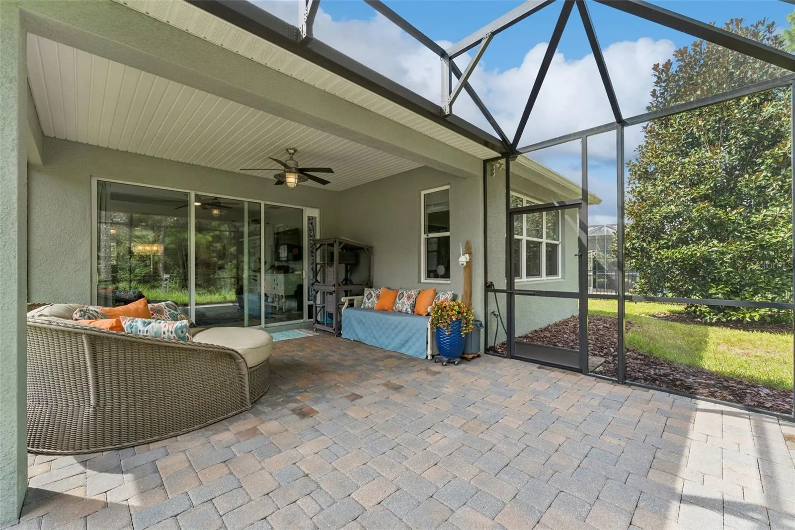 View of the screen enclosed covered patio