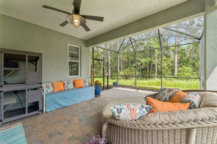15' x 22' Screen enclosed covered patio w/ brick pavers &amp; a conservation area view