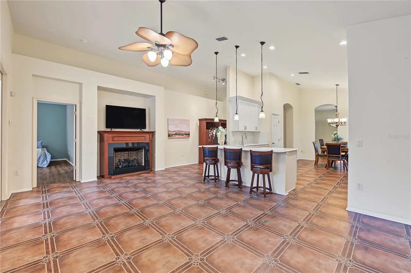 Family Room open to the kitchen.