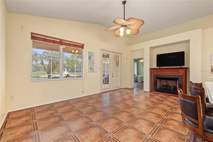 Family room with all view pointing to the pond.