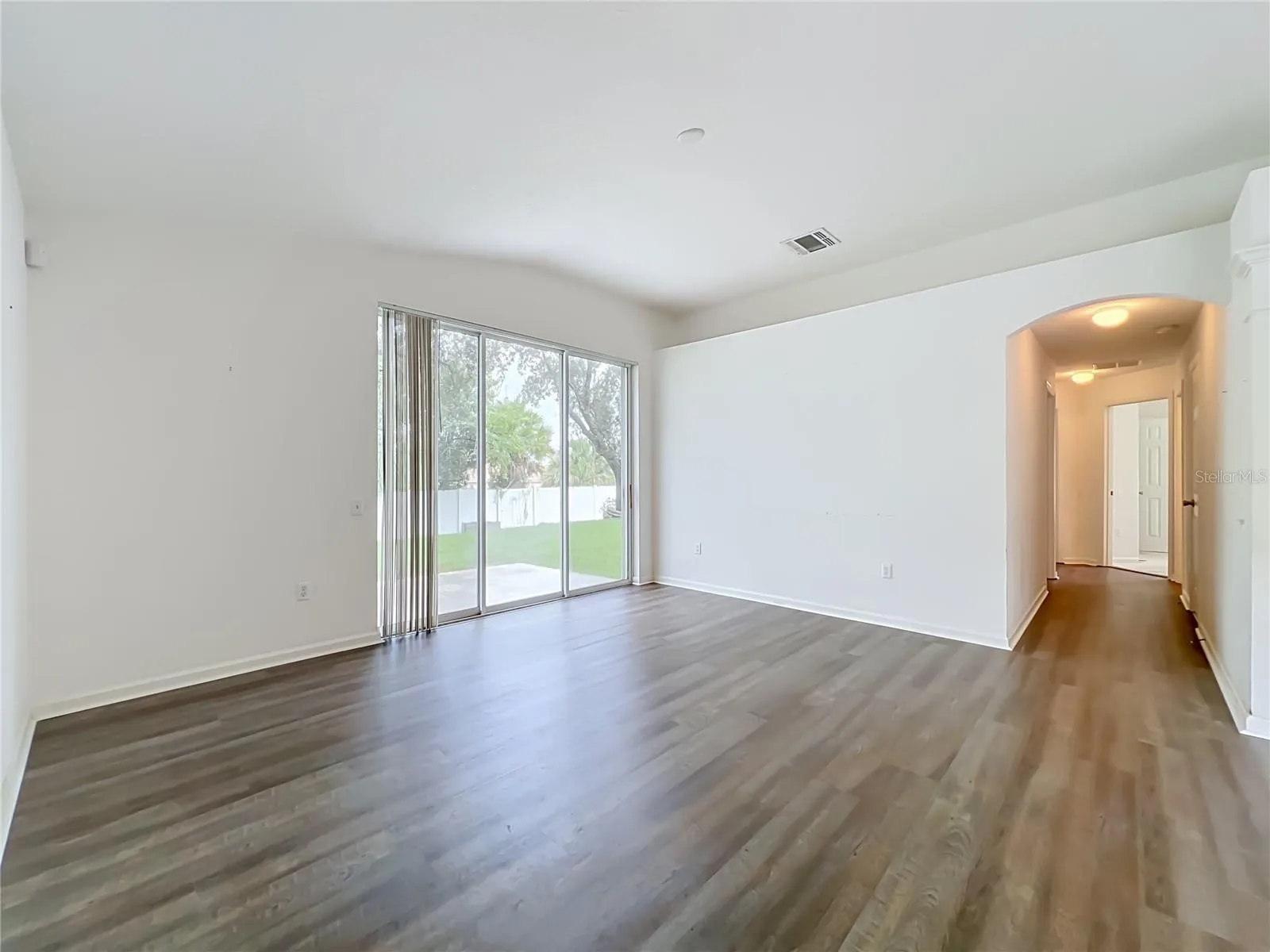 living room and bedroom hallway