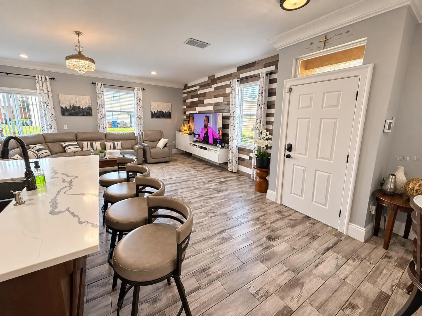 Open-concept living and dining space