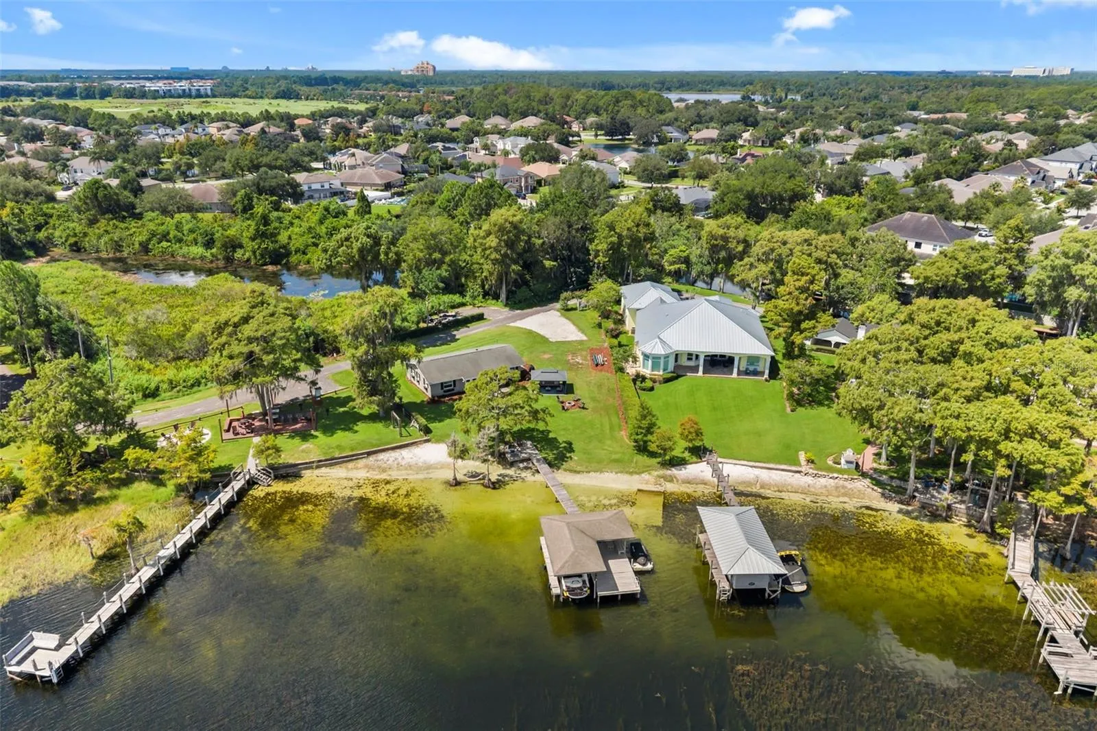 Rare Lake Sheen lakefront estate opportunity on the Butler Chain of Lakes! An exceptional opportunity to build a custom luxury lakefront residence on one of the most compelling properties along Lake Cottage Lane.