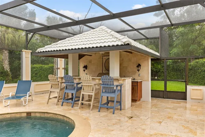 Poolside Gazebo with Outdoor Kitchen, Half Bath and Outdoor Shower