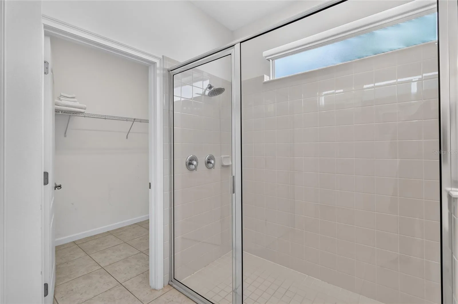 Large walk-in shower and walk-in closet