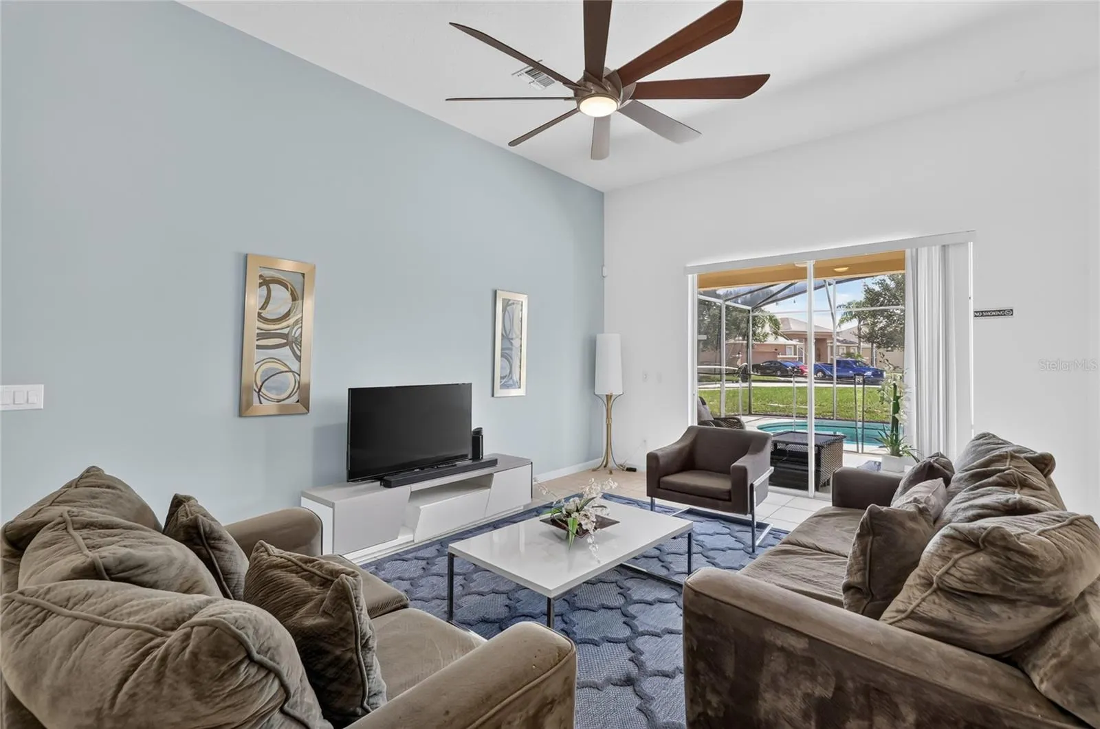 Family room with view of the pool