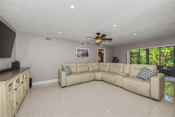 Living Room with porcelain tile