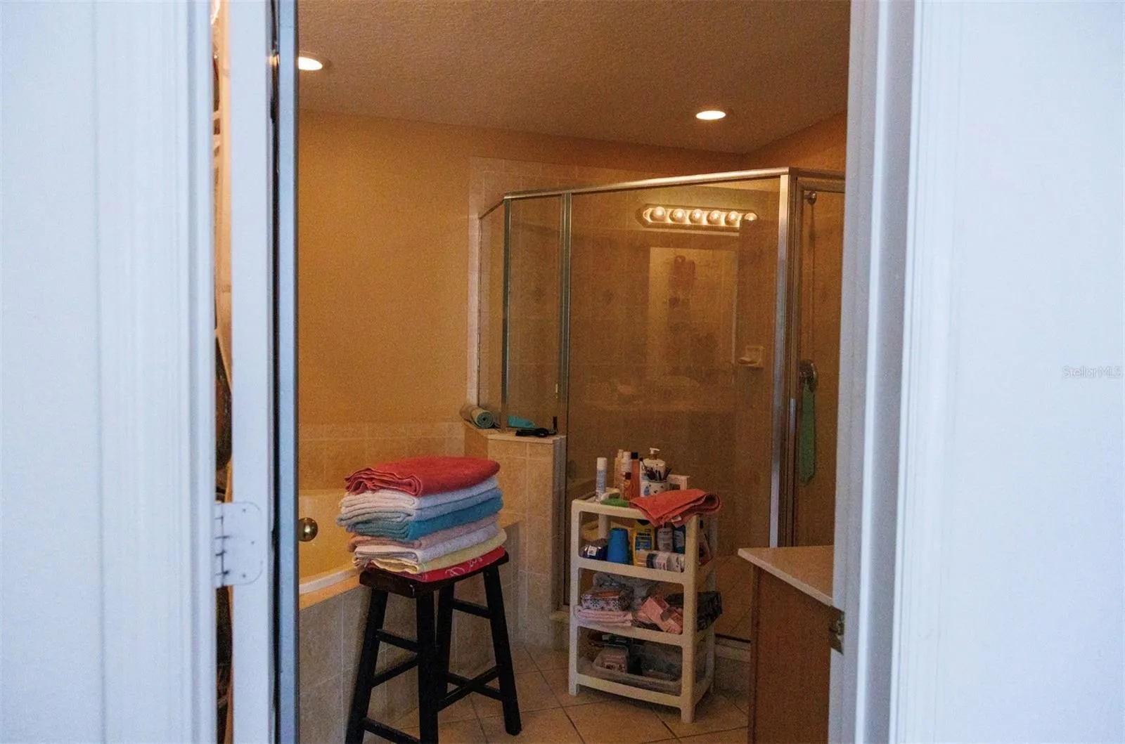 Primary bath shower and soaker tub