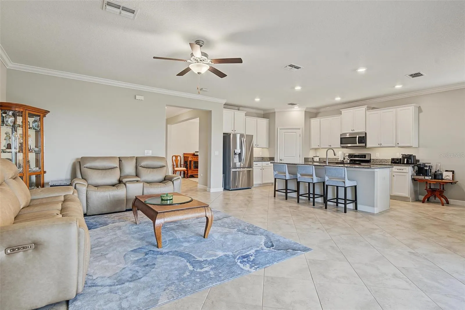 Family room open to kitchen