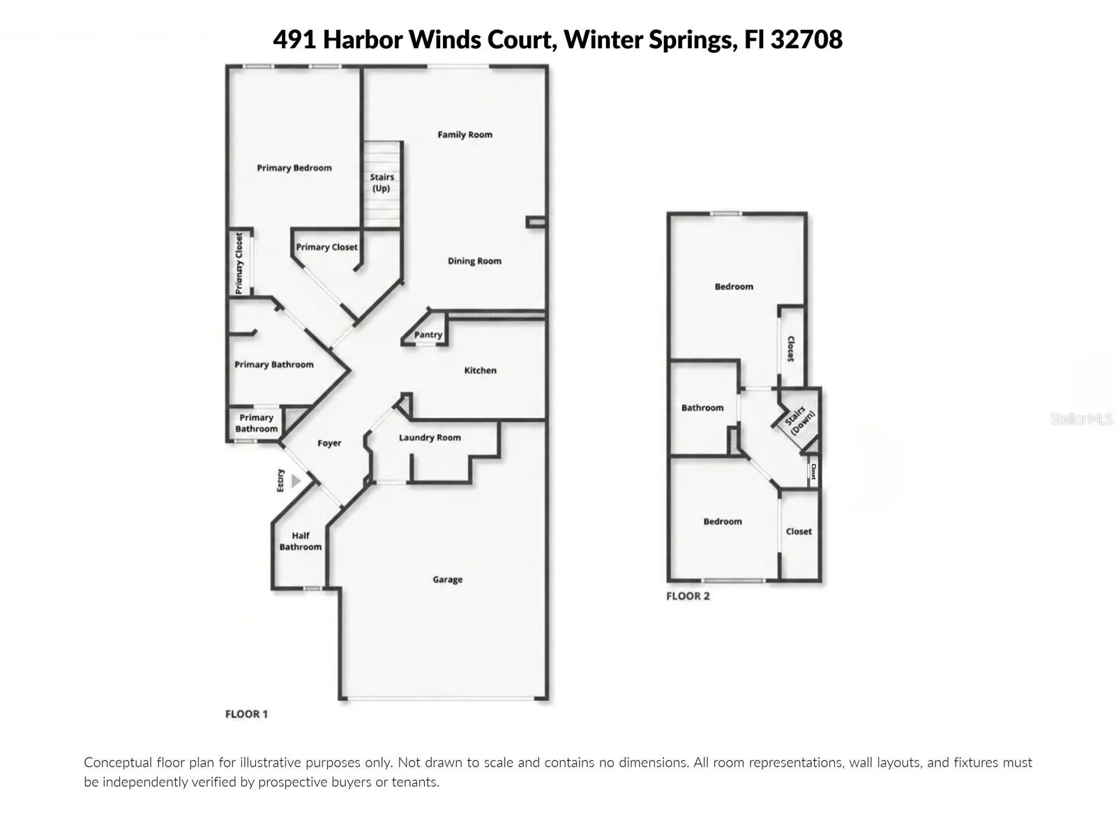 Conceptual floor plan for illustrative purposes only. Not drawn to scale and contains no dimensions. All room representations, wall layouts, and fixtures must be independently verified by prospective buyers or tenants.