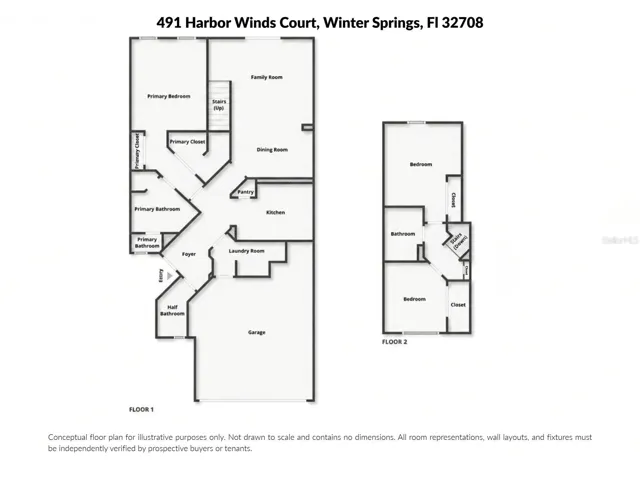 Conceptual floor plan for illustrative purposes only. Not drawn to scale and contains no dimensions. All room representations, wall layouts, and fixtures must be independently verified by prospective buyers or tenants.