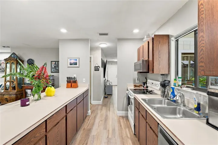 View from Refrigerator to Front Door, Another Living/Dining Area is on the Left!