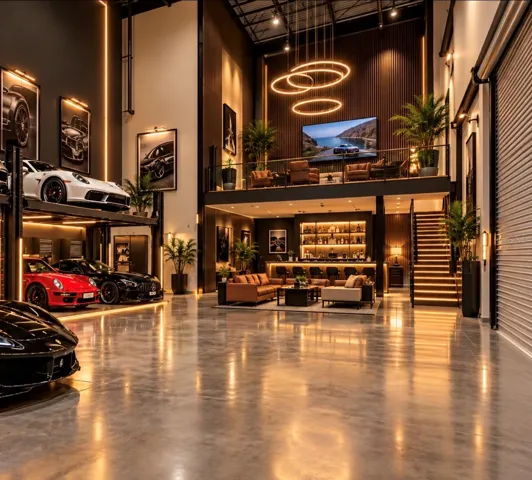 AI rendering of car collectors vault &amp; lounge