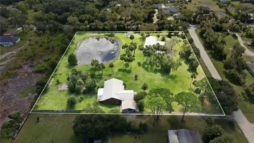LOT LINES. 2.61 ACRES DETACHED BUILDING + PRIVATE POND