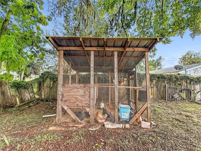 Chicken coop stays. Chickens can too if you want them!