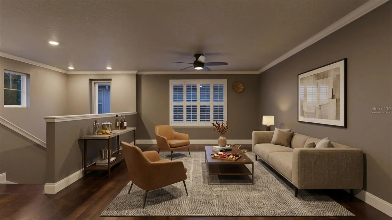 Virtually staged. Loft area.