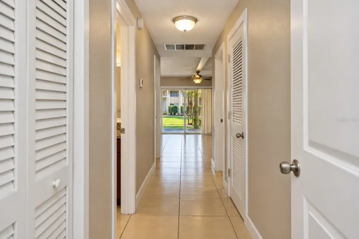 Interior hallway connecting living spaces