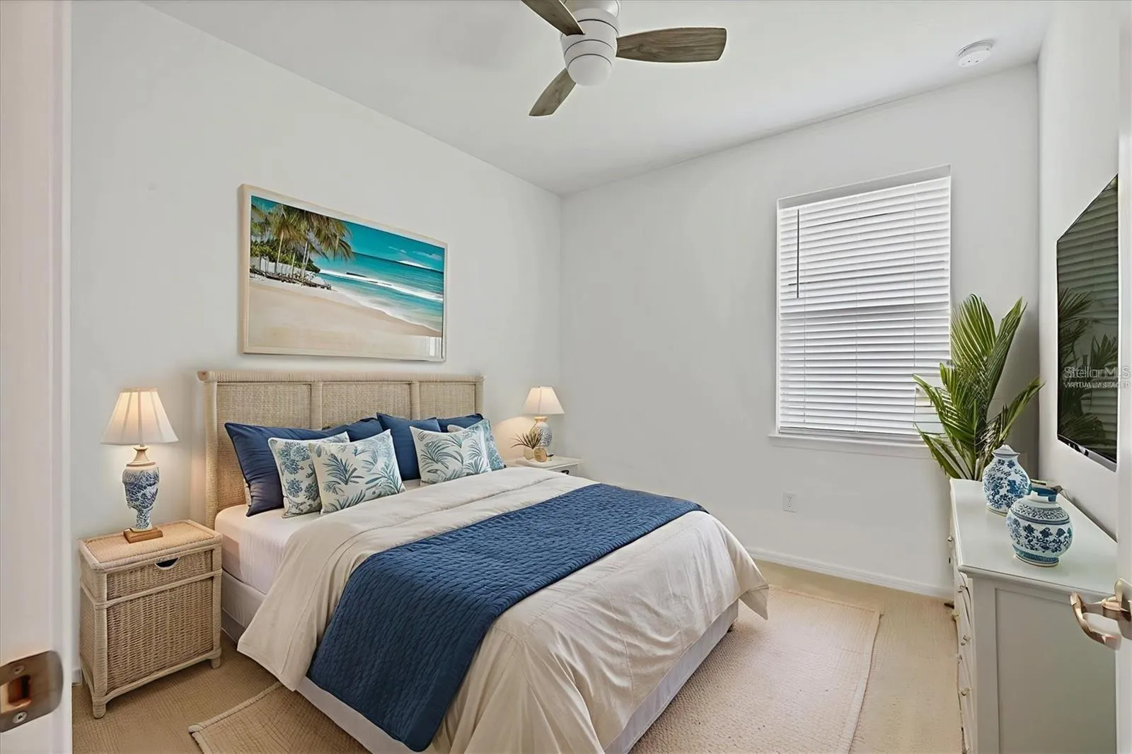 Virtually staged guest bedroom