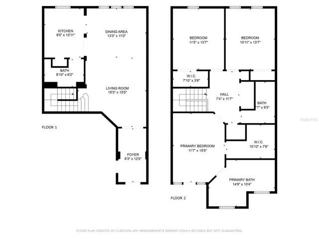 2 Story Floor Plan with Dimensions