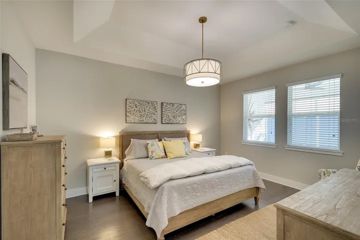 Owner's retreat with comfort color quality paint, decorative lighting, designer flooring