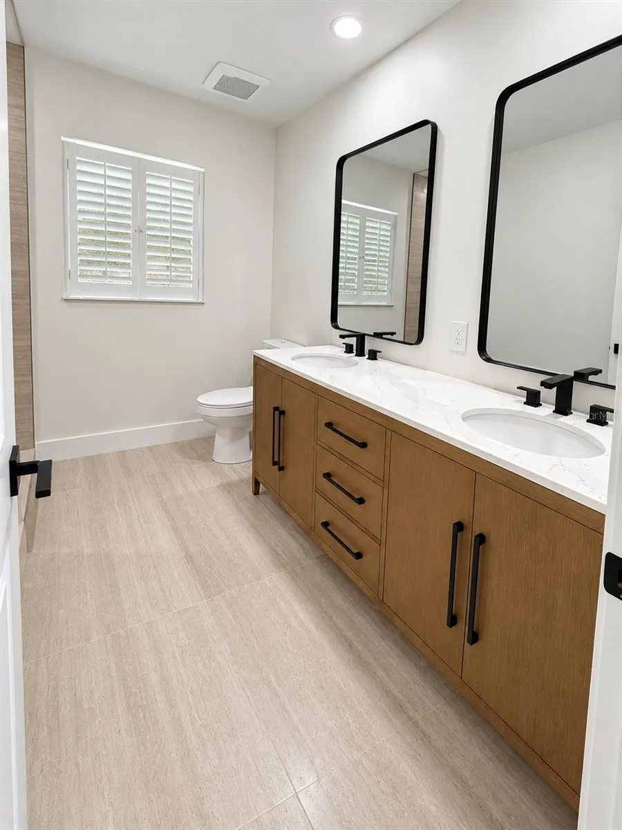 Guest bathroom double vanity, alternate view