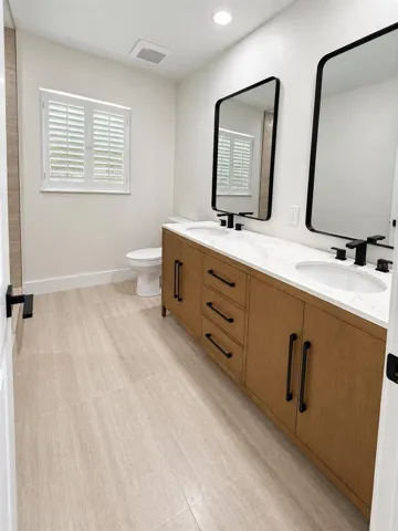 Guest bathroom double vanity, alternate view