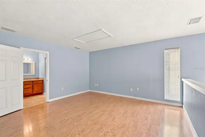 Loft bedroom with bathroom