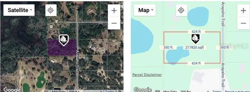 Parcel map from Stellar MLS/Matrix; Google basemap attribution retained. For reference only, not a survey. Buyer to verify boundaries, dimensions and acreage.
