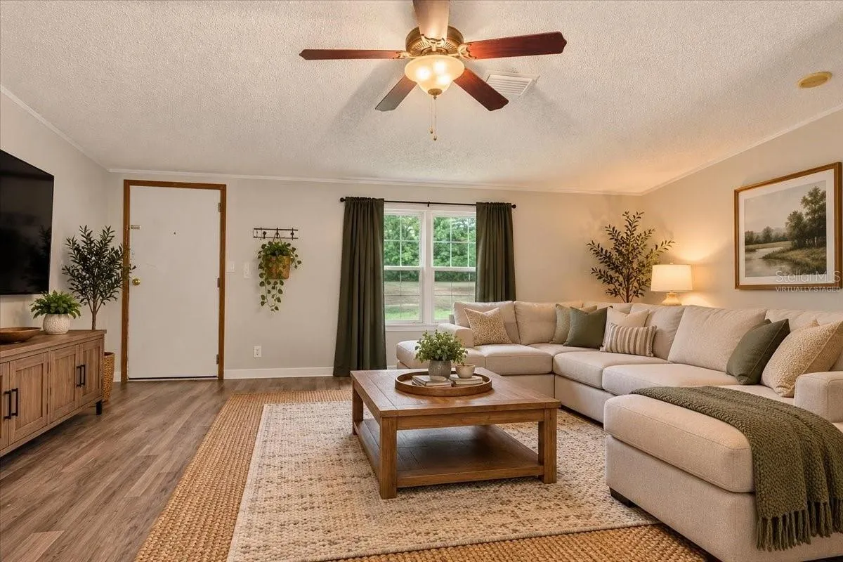 Great room virtually staged