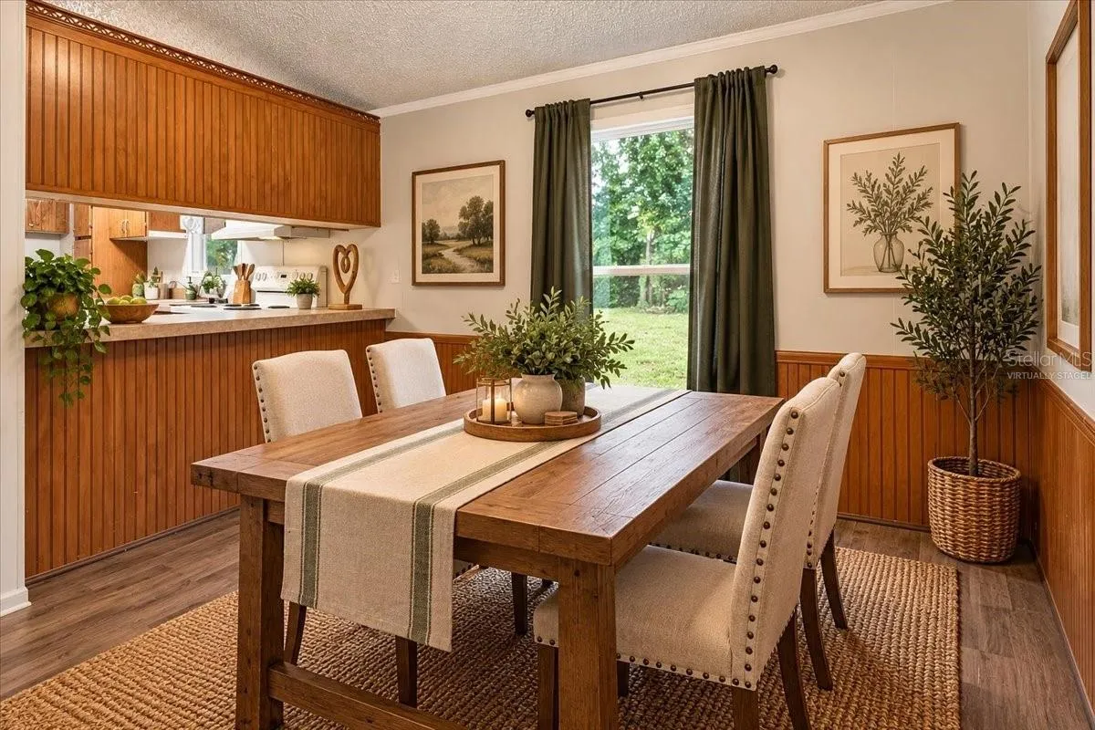Dining area virtually staged