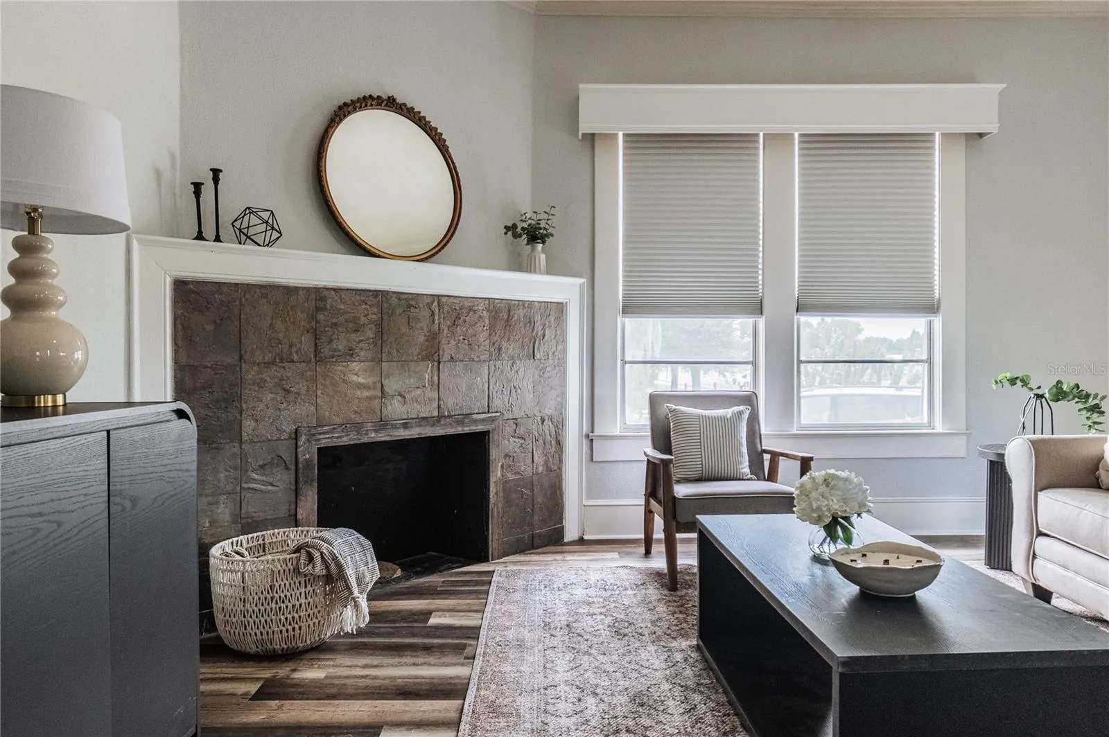 Living room with fireplace