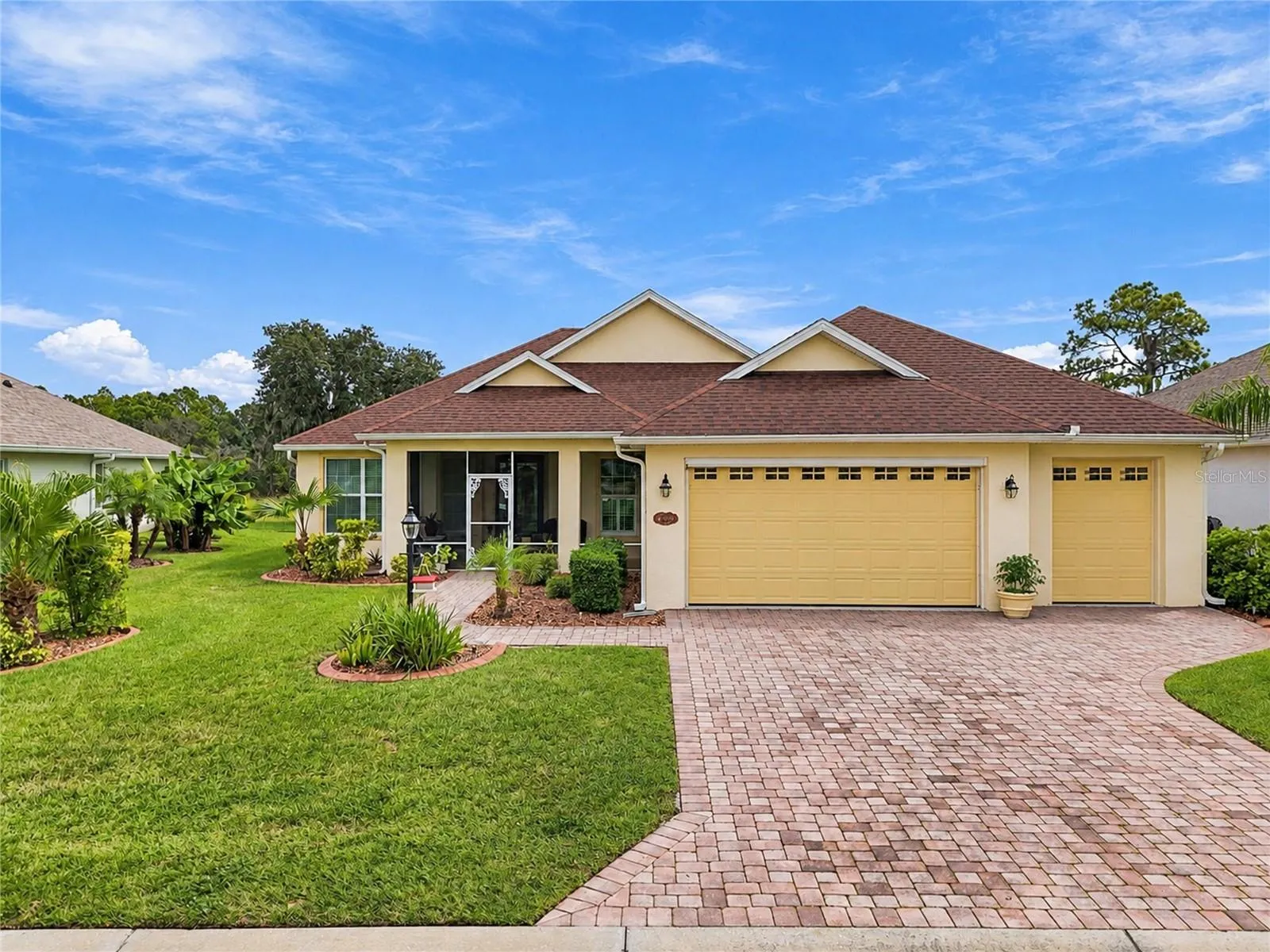 Front view with paver driveway
