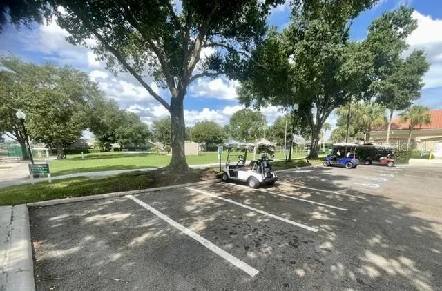 Golf cart parking and driving lanes throughout the Community