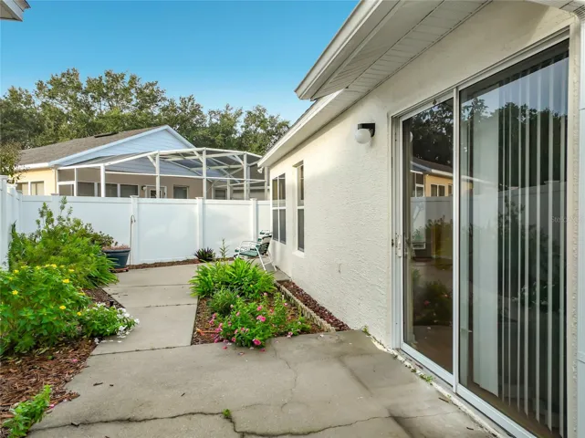 Sliding glass doors to courtyard