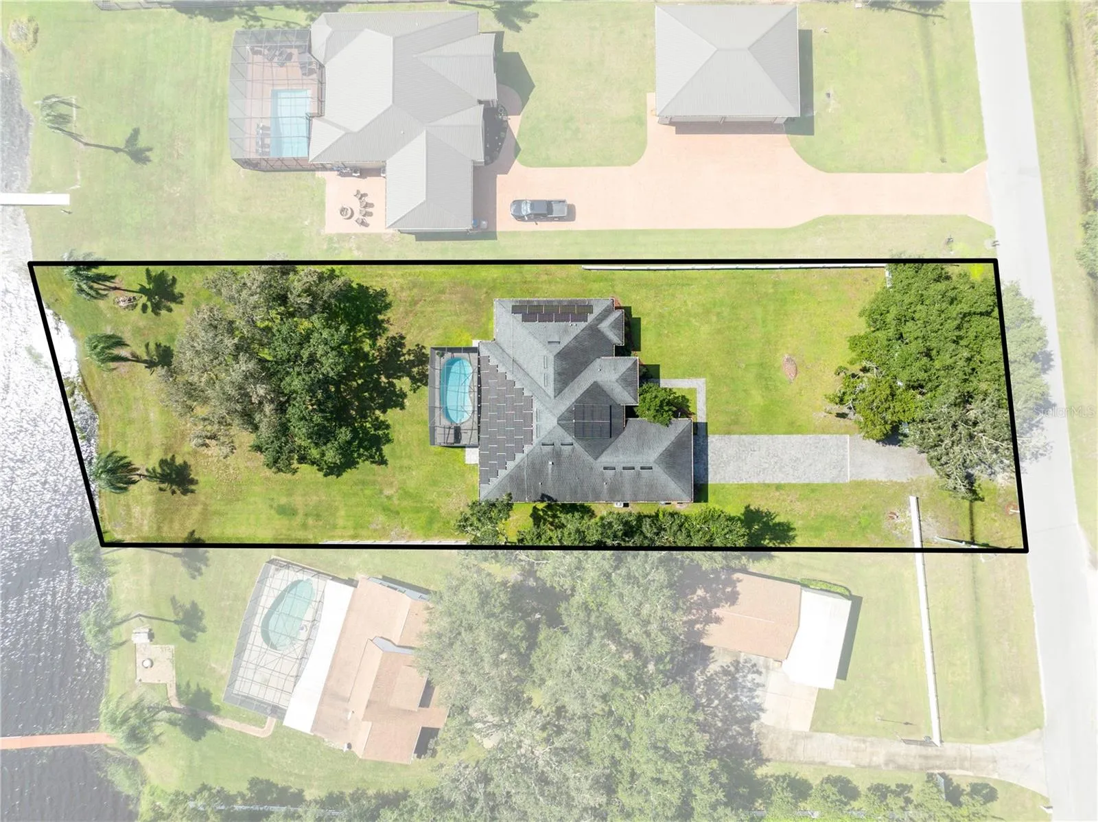 Aerial with approximate property lines.
