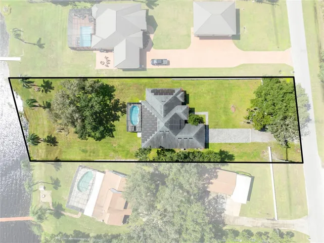 Aerial with approximate property lines.