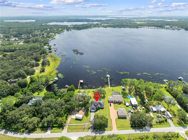 Aerial view of Lake Center and the chain of lake it leads to