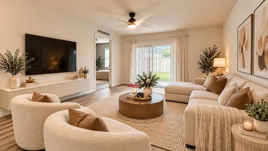 Family Room Area Staged